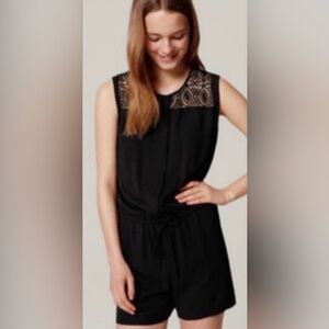 Loft Crochet Detail Romper Black Size XS